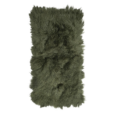 Sheepskin Area Rug in Olive Green