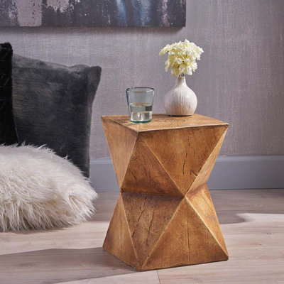 Manuel Light-Weight Concrete Accent Table, Natural, 12.5D X 12.5W X 17.75H In