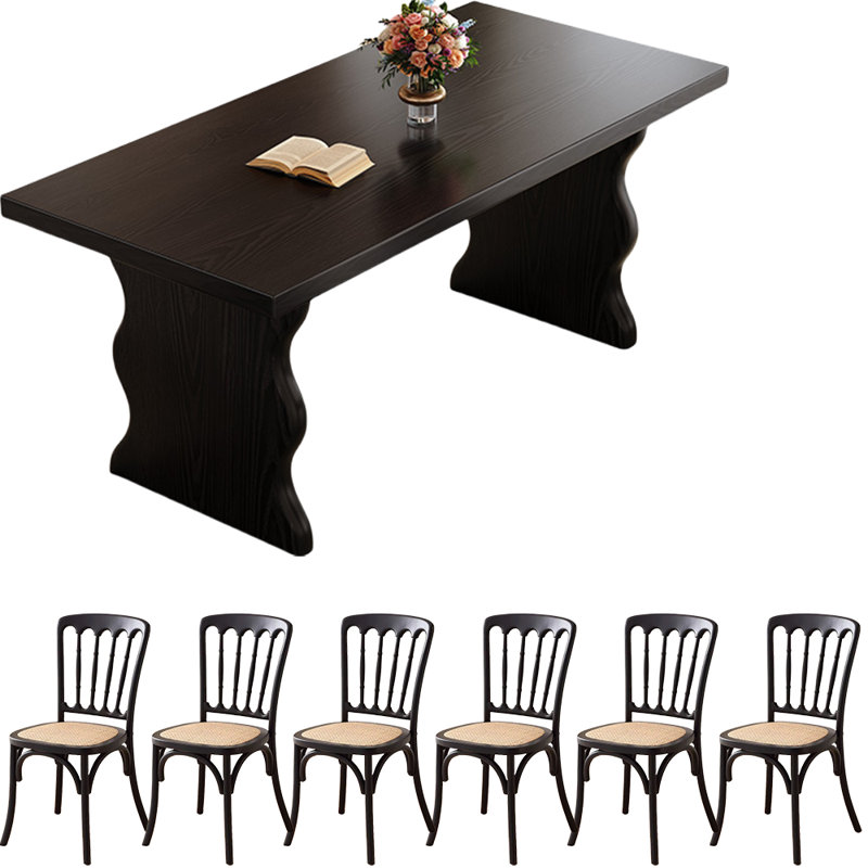 Ensemble de salle à manger Black Wood, H 29,9 po x L 55,1 po x l 30,7 po