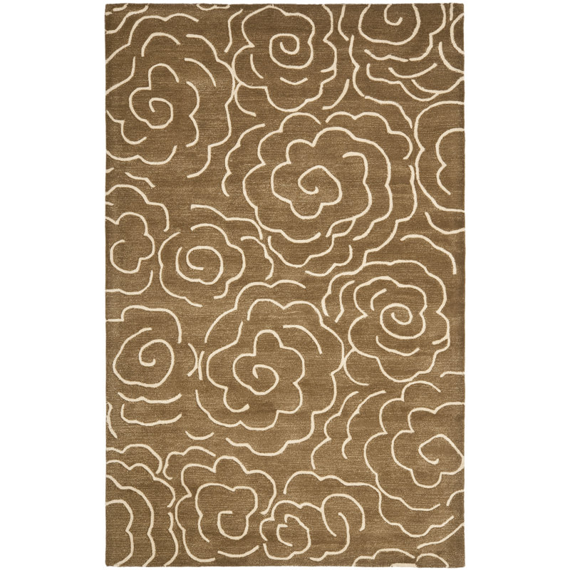 Soho Hand Tufted Wool And Viscose Floral Rug, Rectangle 5' x 8'