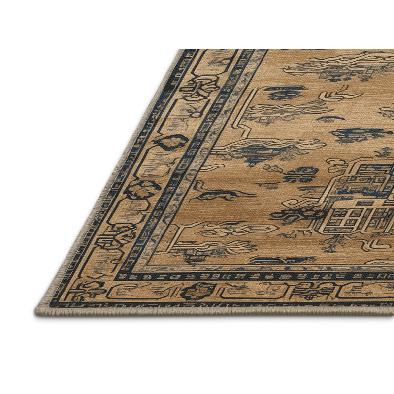 Tapis art déco brun lavable à la machine, Rectangulaire 8 pi x 12 pi