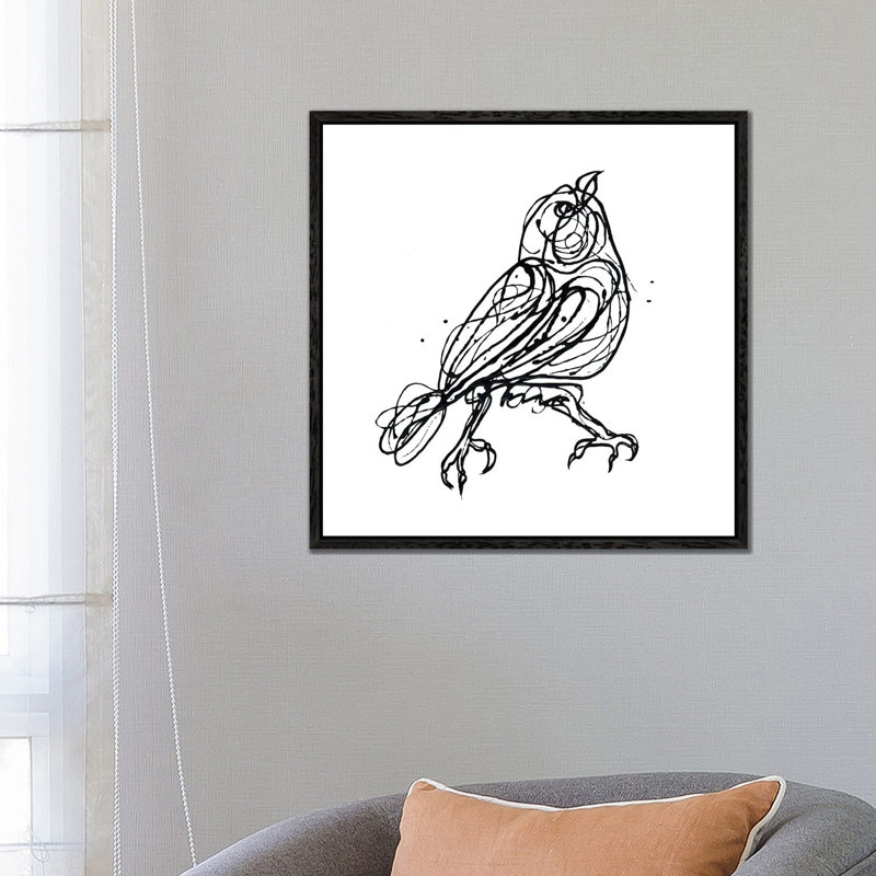 Chin Up - Cute Little Bird Jackson Pollock Style Drawing by OLena Art - Print on Canvas, 66.04 cm H x 66.04 cm W