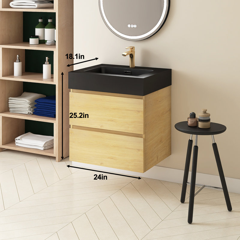 Soinski 24'' Single Bathroom Vanity with Solid Surface Top