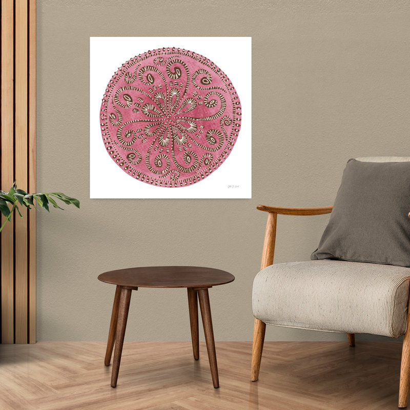 Art abstrait rose mandala rose, H 24 po x l 24 po