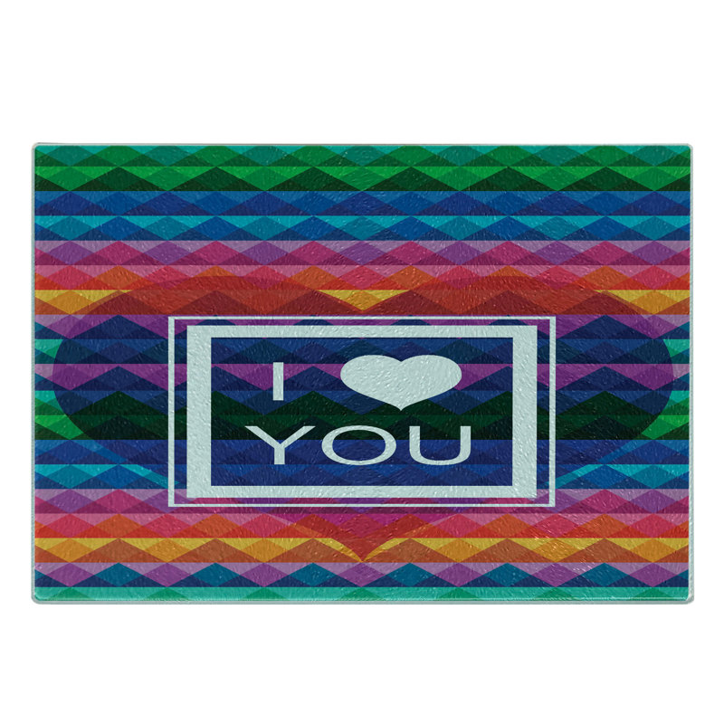 Multicolore cadre en verre trempé Ambesonne Rainbow I Love You