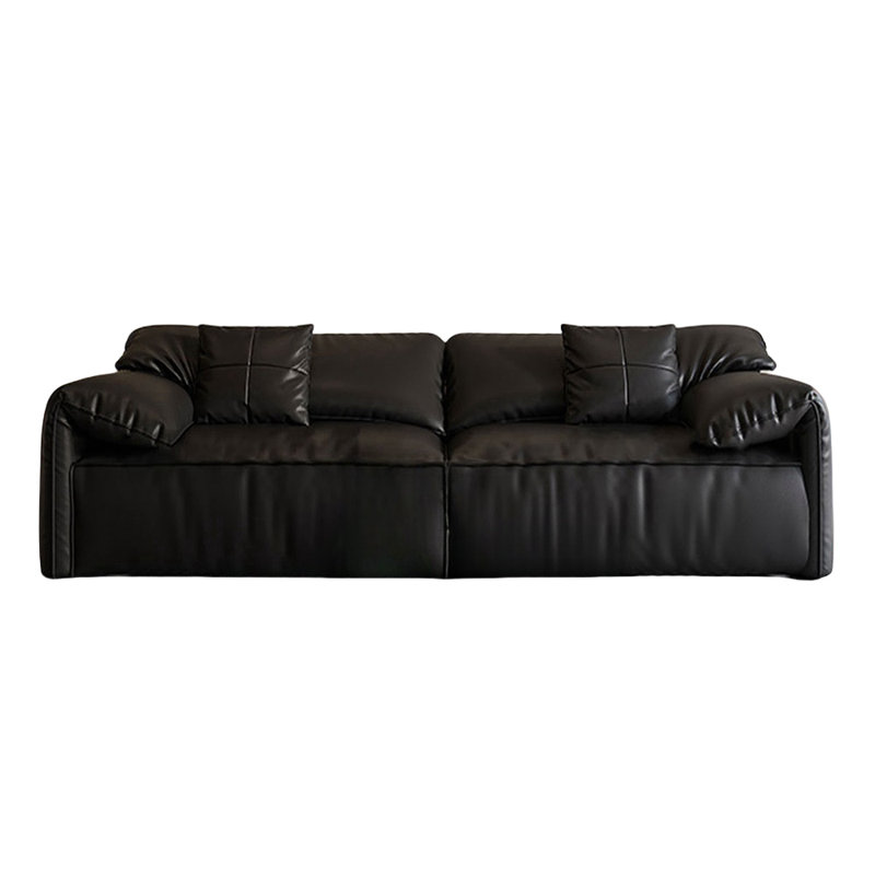 Canapé modulaire 86,61 po en cuir véritable noir