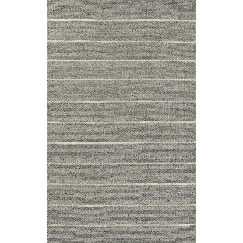 Tapis gris / beige en laine et coton tressé à la main Lemington, Rectangle 9 pi x 12 pi