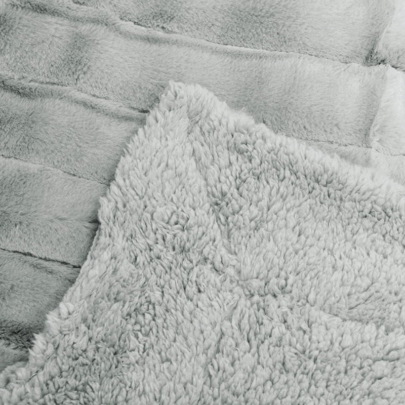 Knitted Throw Blanket, Grey Down, 299.7cm W x 241.3cm L