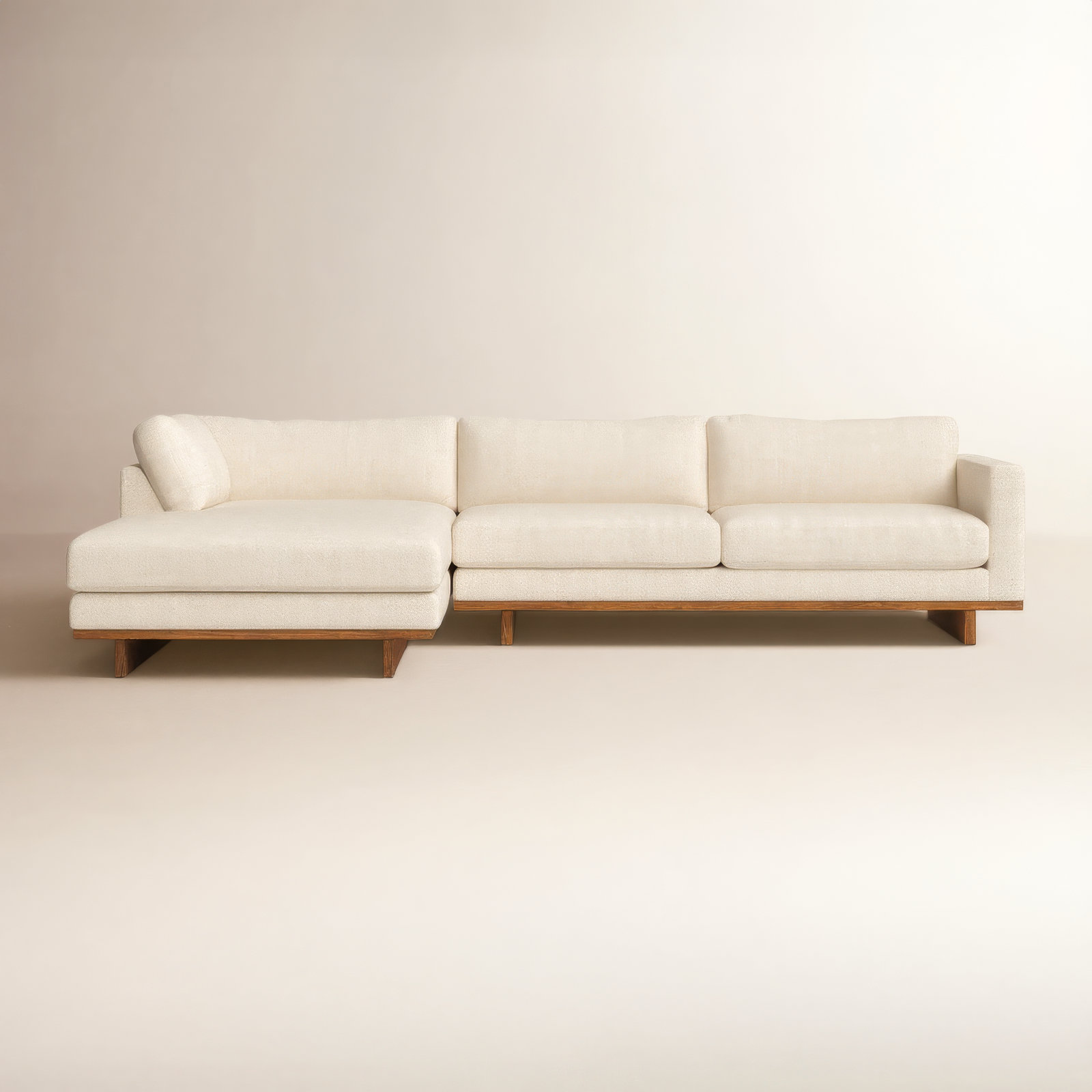 Menades Upholstered Chaise L-Sectional, Left Hand Facing, 32" H x 133" W x 86" D, Irving Taupe Polyester Blend