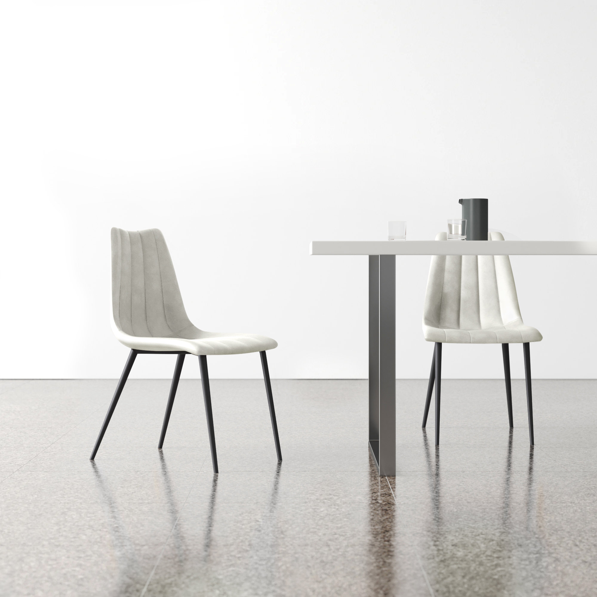 Finnigan Upholstered Side Chair, White Faux Leather