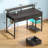 Rectangle Computer Desk with Shelves, Office Desk with Power Outlets & RGB LED Lights-2117058344-2117058358