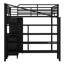 Lit mezzanine en métal avec table et garde-robe, double, noir - artisanat contemporain, structure stable, options de rangement abondantes, processus d'assemblage sans effort, taille double et construction moderne, structure de cadre,