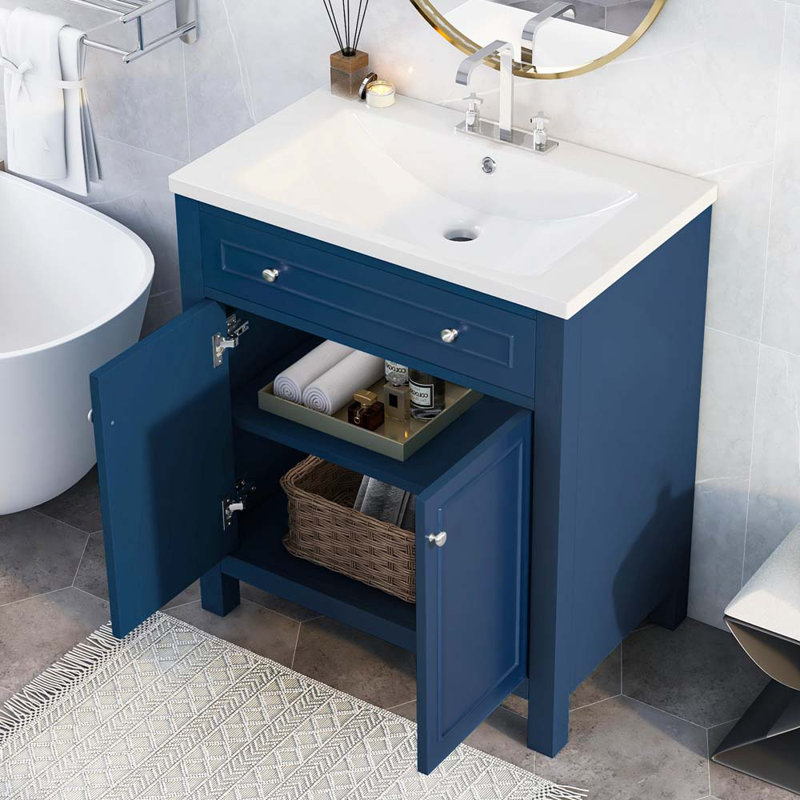 30'' Single Bathroom Vanity with Sink in Blue
