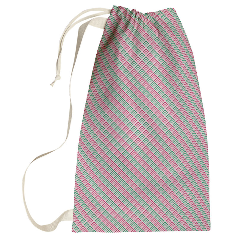 Sac à linge géométrique, Grand (H 76,5 po x l 29,5 po x P 1,5 po), Rose / Vert