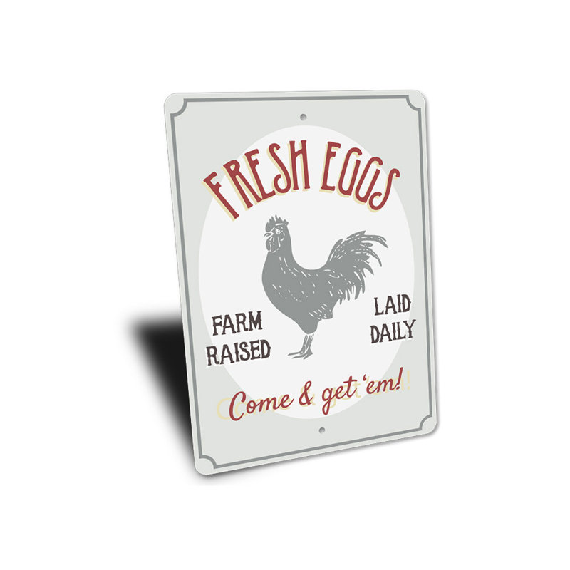 Signe «Fresh Farm Raised Eggs», H 18 po x l 12 po x P 0,06 po