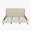 Lit plateforme tapissier moderne en velours beige avec tête de lit à oreilles et pieds en bois de noyer, sans sommier tapissier, très grand-1330290161-1330290060