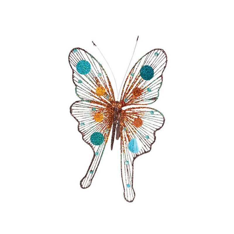 30cm Plants & Flowers Holiday Shaped Ornament, Teal/Copper/Brown