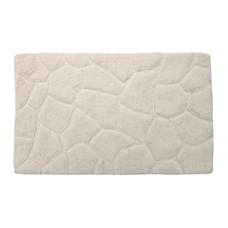 Troxell Cotton Blend Non-Slip Bath Rug, Ivory
