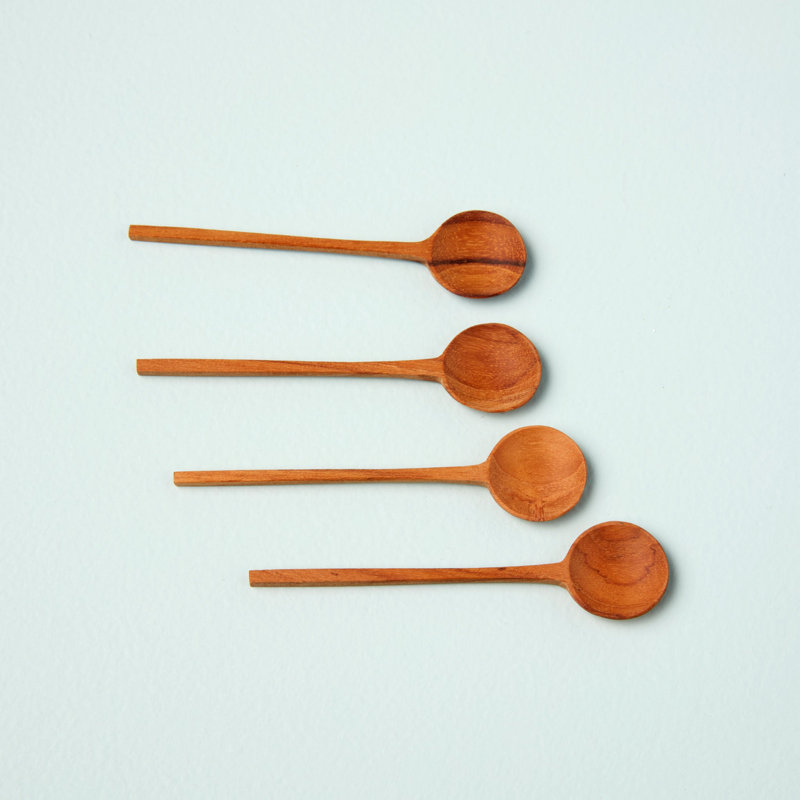Ensemble de 4 petites cuillères en teck
