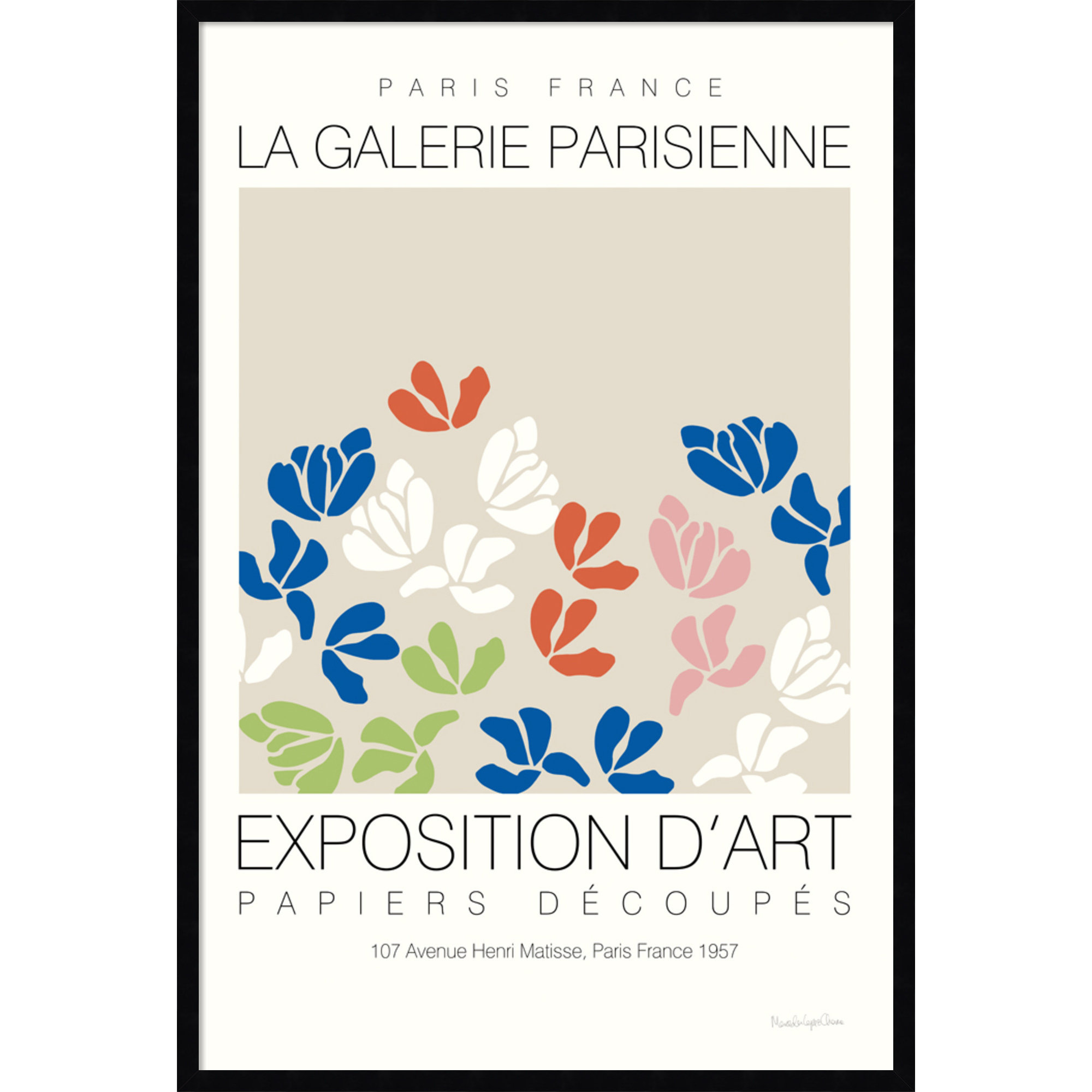 Fleurs De Matisse by Mercedes Lopez Charro, Black, 28" W x 41" H