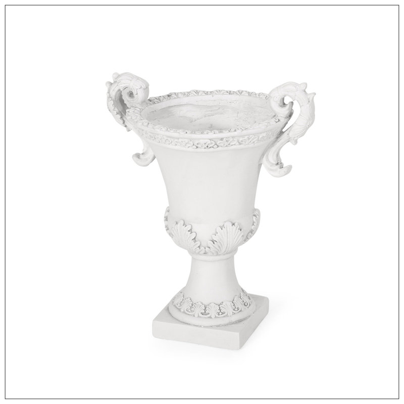 Antique White Lightweight Concrete Garden Urn Planter
