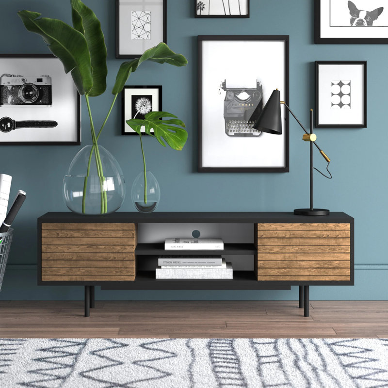 Keteri TV Stand for TVs up to 75", Black/Brown