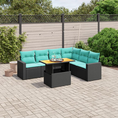 Ensemble de canapé de patio 7 pièces avec coussins en rotin de polyester