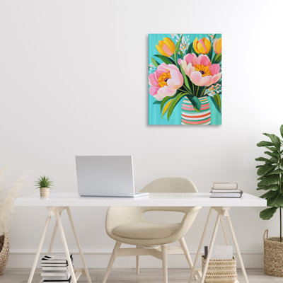 Fleurs dans des rayures printanières, design par Petal Prints Design