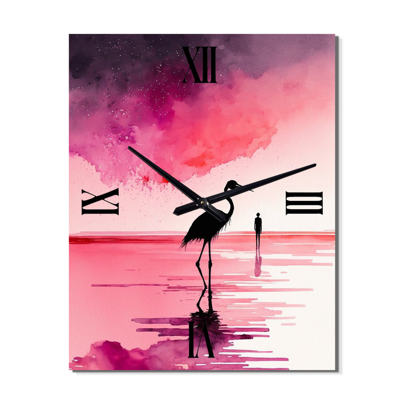 Jermica - Animals Flamingo Modern Wall Clock, Large