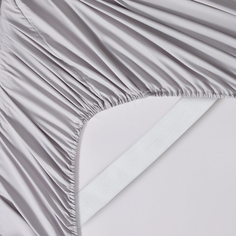 Brushed Microfiber Bottom Sheets with Built in Sheet Straps, Full Fitted Sheet, Silver