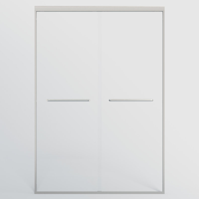Porte de douche coulissante double 44 po - l 48 po x H 72 po, verre trempé 1/4 po (6 mm), Nickel brossé