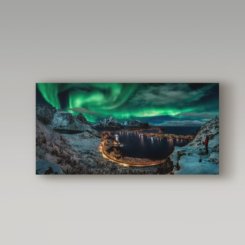 « chasse aux lumières northern lights », reproduction de photo sur toile tendue, H 10 po x l 19 po x P 2 po