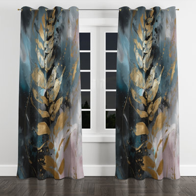 Rideau bleu avec œillets Modern Fern Reverie - 1 panneau
