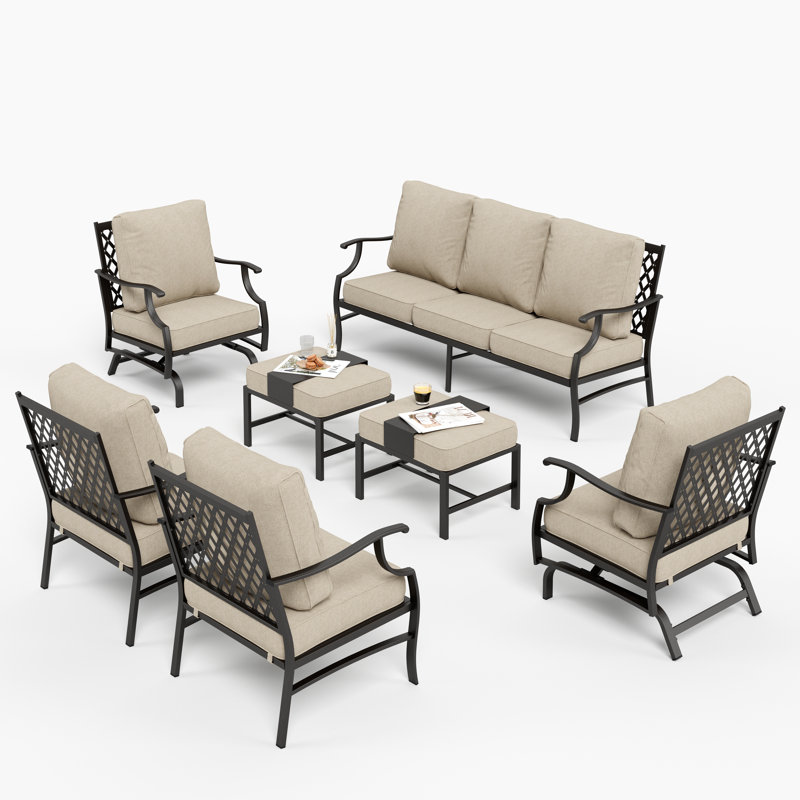 Asfand 9-Person Patio Conversation Set, Beige