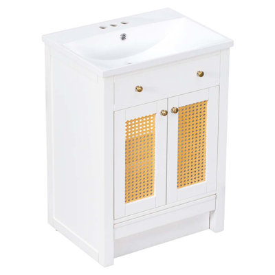 Meuble-lavabo simple 24 po avec lavabo blanc