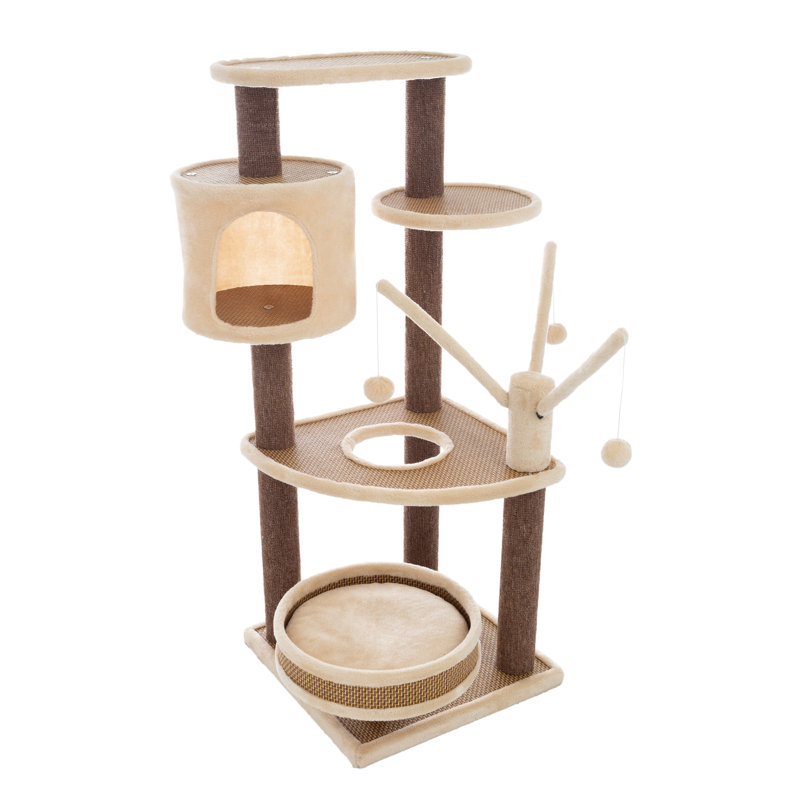  PETMAKER 6-Tier Carpeted Cat Tower, Beige