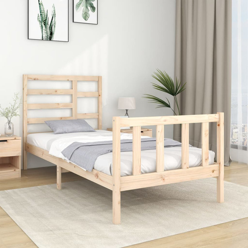 Bed Frame Solid Wood, Small Single (2'6), black