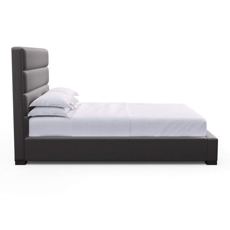 Boyd Upholstered Bed, Twin, Ebony, Plush Velvet Graphite