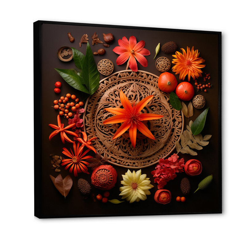 Amazon Vine Red Flower Magic I - impression, H 36 po x l 36 po x P 1,5 po, Cadre flottant noir