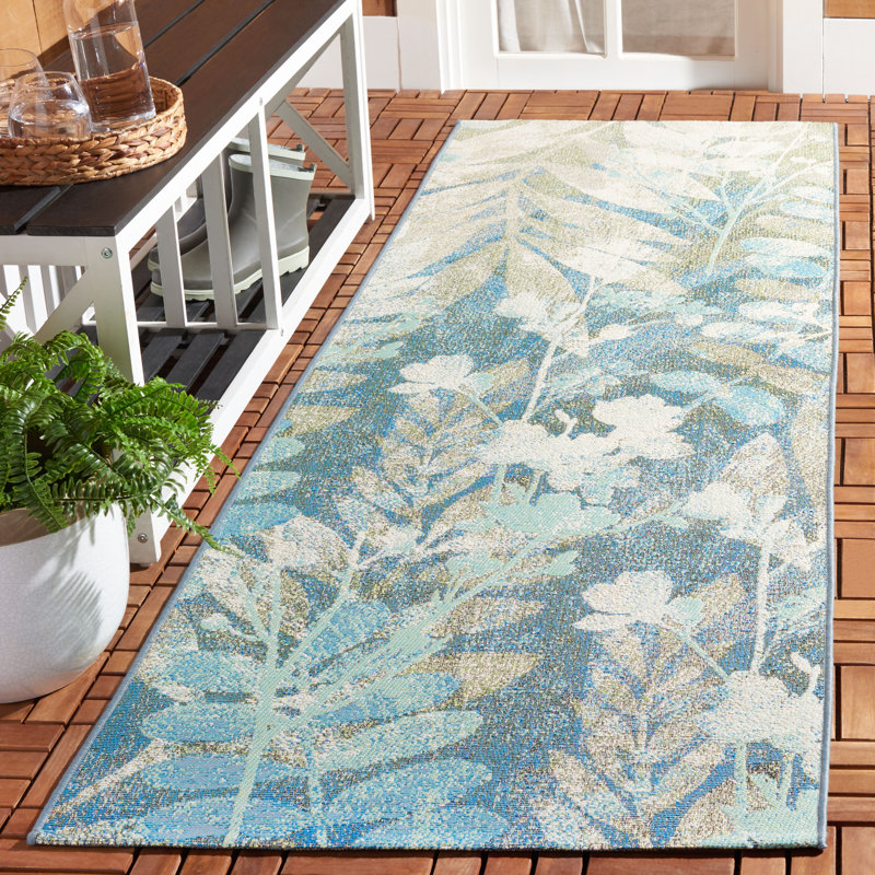 Aquia Floral Indoor/Outdoor Area Rug, Runner 2'8" x 8'