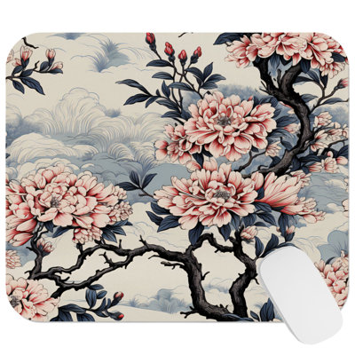 Asian Chionoiserie Pattern I Asian Gaming Cute Office Laptop Desk Pad Gift Mat Square Rectangle Non-Slip Mousepad
