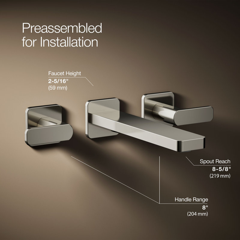 Parallel Wall-Mount Bathroom Sink Faucet Trim, Silver