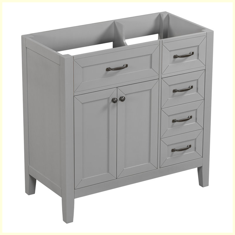 Meuble-lavabo moderne avec armoire et tiroirs, Gris