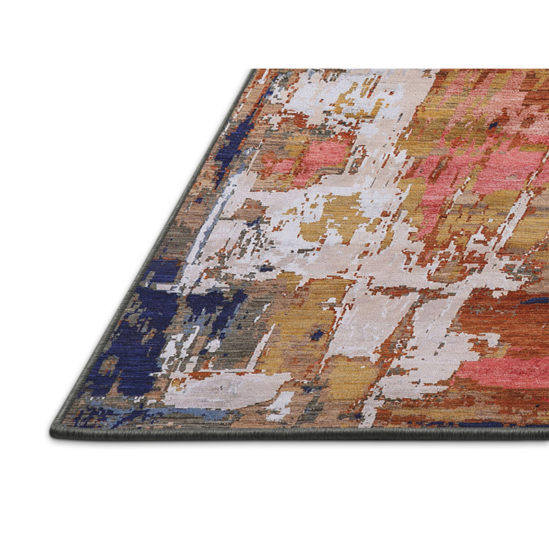 Tapis abstrait bleu / rouge / beige Burnettsville, Rectangle 5 pi x 8 pi