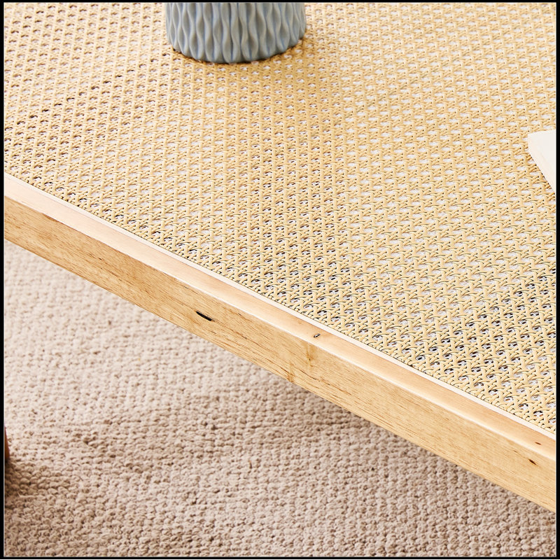 Table basse Benniefield avec plateau en rotin, table de salon, table centrale