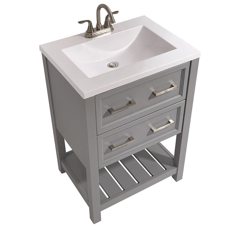 Meuble-lavabo de salle de bain simple 25 po milan, Gris
