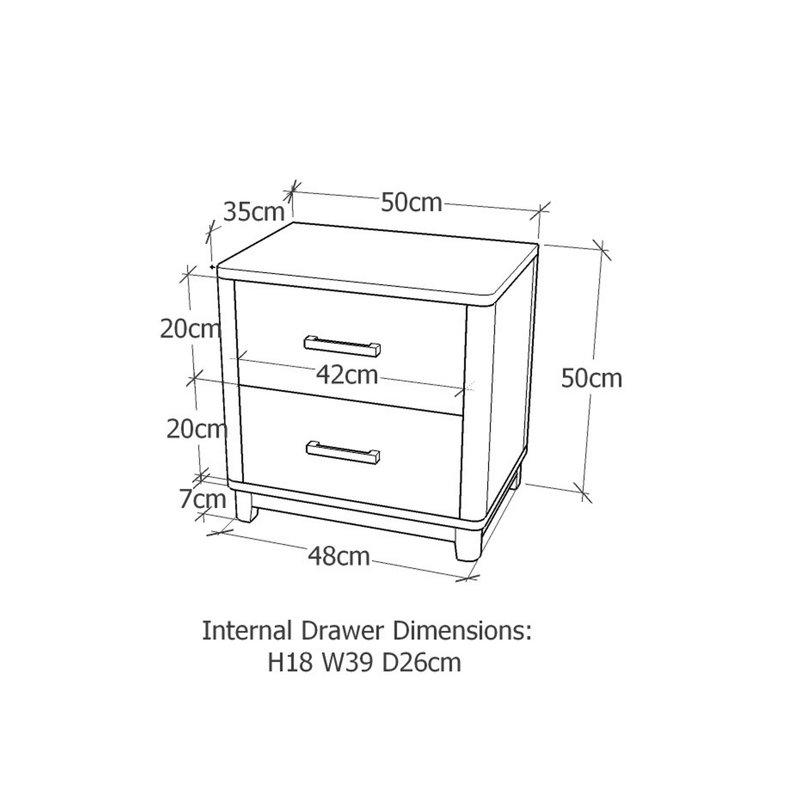 Nater 50cm W Solid + Manufactured Wood Bedside Table, Waxed