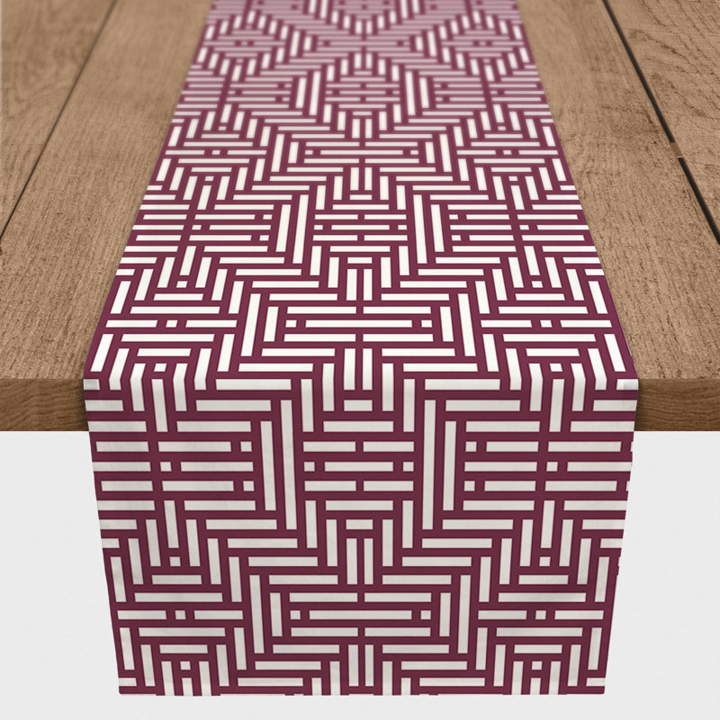 Chemin de table Lynda, 72 po x 16 po, Bourgogne, Z Aztec Lines