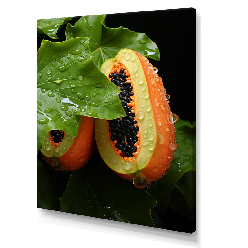 «Harvest Hues Papaya Fruit Perfection III», art mural fruits, H 20 po x l 12 po x P 1 po
