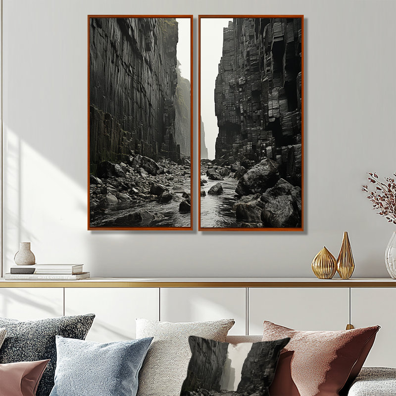 Gris moderne scandinave côtier II - impressions d'art traditionnelles sur toile, H 40 po x l 40 po, Brun